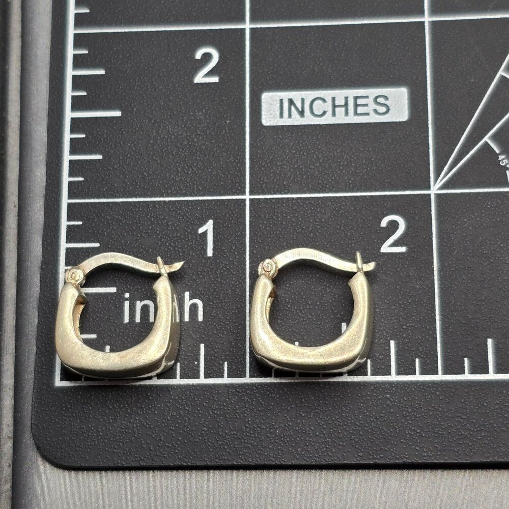Sterling Silver 925 Square Hoop Earrings .75" Lever-Back 4.9g Modern Minimalist - Picture 5 of 7